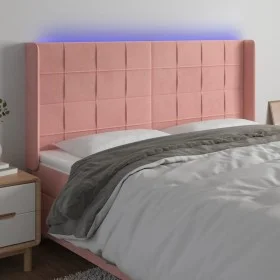 Cabecero con LED de terciopelo rosa 183x16x118/128 cm de vidaXL, Cabeceros y pies de cama - Ref: Foro24-3124113, Precio: 126,...