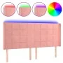 Cabecero con LED de terciopelo rosa 183x16x118/128 cm de vidaXL, Cabeceros y pies de cama - Ref: Foro24-3124113, Precio: 126,...