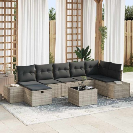 Conjunto de sofá de jardín 8 pcs Gris Claro ratán sintético en Sofás de exterior | Comprar online en Foru.es
