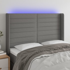 Cabecero con LED de tela gris oscuro 147x16x118/128 cm de vidaXL, Cabeceros y pies de cama - Ref: Foro24-3124187, Precio: 116...
