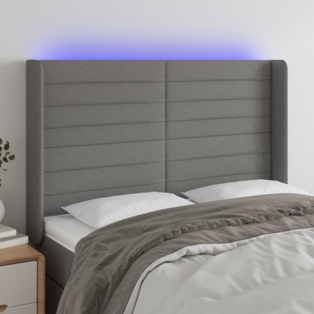 Cabecero con LED de tela gris oscuro 147x16x118/128 cm de vidaXL, Cabeceros y pies de cama - Ref: Foro24-3124187, Precio: 116...