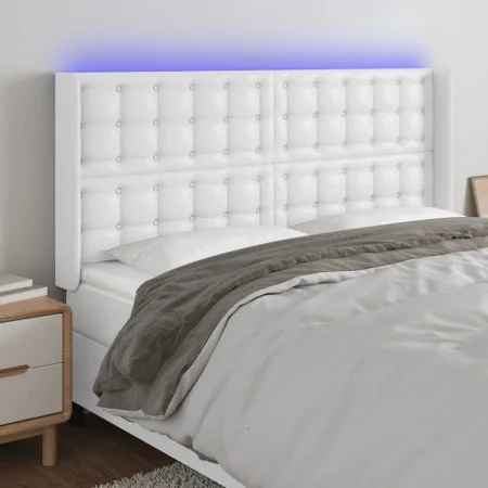 Kopfteil mit LED, weißem Kunstleder, 203 x 16 x 118/128 cm von vidaXL, Kopf- und Fußteile - Ref: Foro24-3124157, Preis: 138,4...