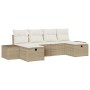 Conjunto de sofá de jardín 6 pcs Beige ratán sintético en Sofás de exterior | Comprar online en Foru.es