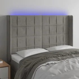 Light gray velvet headboard with LED 147x16x118/128 cm by vidaXL, Headboards and footboards - Ref: Foro24-3124096, Price: 133...