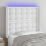 Cabecero con LED cuero sintético blanco 83x16x118/128 cm de vidaXL, Cabeceros y pies de cama - Ref: Foro24-3124121, Precio: 8...