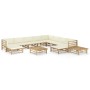 Set de muebles de jardín 12 piezas bambú y cojines blanco crema en Conjuntos de jardín | Comprar online en Foru.es