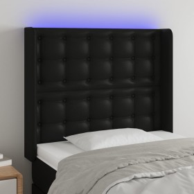 Cabecero con LED cuero sintético negro 83x16x118/128 cm de vidaXL, Cabeceros y pies de cama - Ref: Foro24-3124120, Precio: 75...