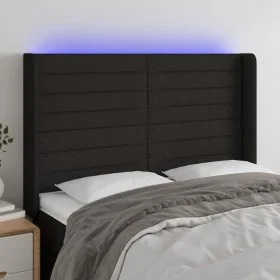 Kopfteil aus schwarzem Stoff mit LED 147x16x118/128 cm von vidaXL, Kopf- und Fußteile - Ref: Foro24-3124188, Preis: 145,01 €,...