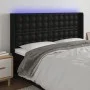 Headboard with LED black synthetic leather 183x16x118/128 cm by vidaXL, Headboards and footboards - Ref: Foro24-3124150, Pric...