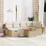 Conjunto de sofá de jardín con cojín 7 pcs Beige Poliratán en Sofás de exterior | Comprar online en Foru.es
