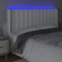 Cabecero con LED cuero sintético blanco 163x16x118/128 cm de vidaXL, Cabeceros y pies de cama - Ref: Foro24-3124145, Precio: ...