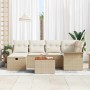Conjunto de sofá de jardín con cojín 7 pcs Beige Poliratán en Sofás de exterior | Comprar online en Foru.es