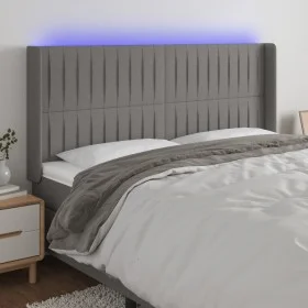 Dunkelgraues Stoffkopfteil mit LED 183x16x118/128 cm von vidaXL, Kopf- und Fußteile - Ref: Foro24-3124301, Preis: 133,69 €, R...