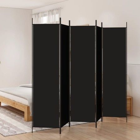 Biombo divisor de 5 paneles de tela negro 250x200 cm de vidaXL, Divisores de ambientes - Ref: Foro24-350189, Precio: 40,64 €,...