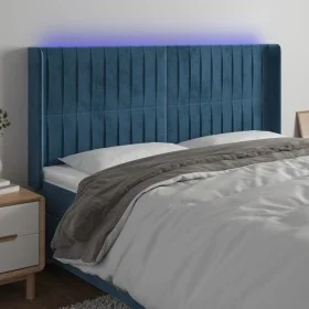 Dark blue velvet LED headboard 203x16x118/128 cm by vidaXL, Headboards and footboards - Ref: Foro24-3124356, Price: 133,92 €,...