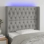 Hellgraues Stoffkopfteil mit LED 93x16x118/128 cm von vidaXL, Kopf- und Fußteile - Ref: Foro24-3124366, Preis: 77,94 €, Rabat...