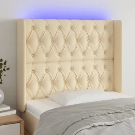 Cabecero con LED de tela color crema 93x16x118/128 cm de vidaXL, Cabeceros y pies de cama - Ref: Foro24-3124371, Precio: 102,...