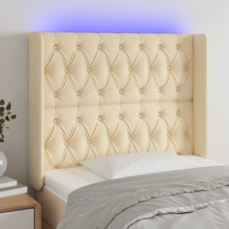 Cabecero con LED de tela color crema 93x16x118/128 cm de vidaXL, Cabeceros y pies de cama - Ref: Foro24-3124371, Precio: 104,...