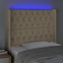 Cabecero con LED de tela color crema 93x16x118/128 cm de vidaXL, Cabeceros y pies de cama - Ref: Foro24-3124371, Precio: 104,...