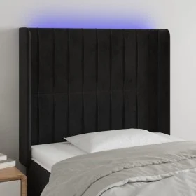 Kopfteil aus schwarzem Samt mit LED 93x16x118/128 cm von vidaXL, Kopf- und Fußteile - Ref: Foro24-3124324, Preis: 89,31 €, Ra...
