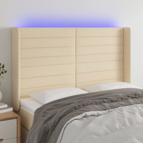 Cabecero con LED de tela color crema 147x16x118/128 cm de vidaXL, Cabeceros y pies de cama - Ref: Foro24-3124191, Precio: 138...