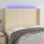 Cabecero con LED de tela color crema 147x16x118/128 cm de vidaXL, Cabeceros y pies de cama - Ref: Foro24-3124191, Precio: 138...