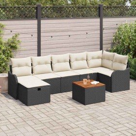Conjunto de sofá de jardín con cojín 8 pcs Negro Poliratán en Sofás de exterior | Comprar online en Foru.es