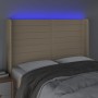 Cabecero con LED de tela color crema 147x16x118/128 cm de vidaXL, Cabeceros y pies de cama - Ref: Foro24-3124191, Precio: 138...