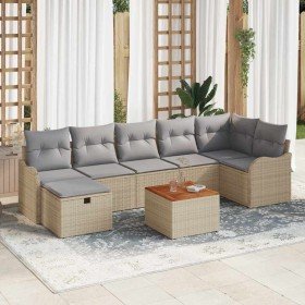 Conjunto de sofá de jardín con cojín 8 pcs Beige Poliratán en Sofás de exterior | Comprar online en Foru.es