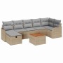 Conjunto de sofá de jardín con cojín 8 pcs Beige Poliratán en Sofás de exterior | Comprar online en Foru.es