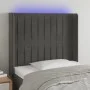 Dark gray velvet headboard with LED 103x16x118/128 cm by vidaXL, Headboards and footboards - Ref: Foro24-3124329, Price: 83,3...