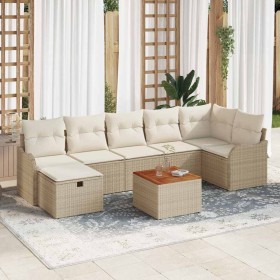 Conjunto de sofá de jardín con cojín 8 pcs Beige Poliratán en Sofás de exterior | Comprar online en Foru.es