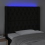 Cabecero con LED de tela negro 103x16x118/128 cm de vidaXL, Cabeceros y pies de cama - Ref: Foro24-3124376, Precio: 96,93 €, ...