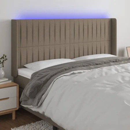 Taupegraues Stoffkopfteil mit LED 183x16x118/128 cm von vidaXL, Kopf- und Fußteile - Ref: Foro24-3124304, Preis: 127,45 €, Ra...