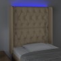Cabecero con LED de tela color crema 83x16x118/128 cm de vidaXL, Cabeceros y pies de cama - Ref: Foro24-3124363, Precio: 98,1...