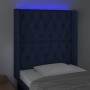 Cabecero con LED de tela azul 83x16x118/128 cm de vidaXL, Cabeceros y pies de cama - Ref: Foro24-3124364, Precio: 91,84 €, De...