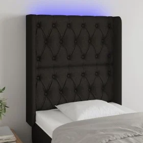 Cabecero con LED de tela negro 83x16x118/128 cm de vidaXL, Cabeceros y pies de cama - Ref: Foro24-3124360, Precio: 98,36 €, D...