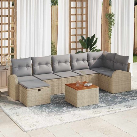 Conjunto de sofá de jardín con cojín 8 pcs Beige Poliratán en Sofás de exterior | Comprar online en Foru.es