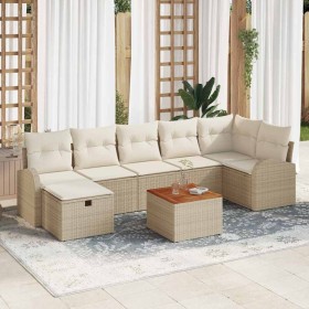 Conjunto de sofá de jardín con cojín 8 pcs Beige Poliratán en Sofás de exterior | Comprar online en Foru.es