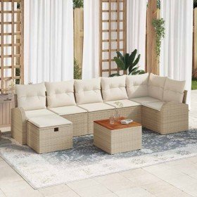 Conjunto de sofá de jardín con cojín 8 pcs Beige Poliratán en Sofás de exterior | Comprar online en Foru.es