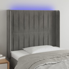 Cabecero con LED de terciopelo gris claro 103x16x118/128 cm de vidaXL, Cabeceros y pies de cama - Ref: Foro24-3124328, Precio...