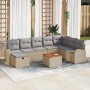 Conjunto de sofá de jardín con cojín 9 pcs Beige Poliratán en Sofás de exterior | Comprar online en Foru.es