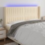 Cabecero con LED de tela color crema 183x16x118/128 cm de vidaXL, Cabeceros y pies de cama - Ref: Foro24-3124305, Precio: 154...