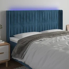 Dark blue velvet LED headboard 183x16x118/128 cm by vidaXL, Headboards and footboards - Ref: Foro24-3124350, Price: 145,78 €,...