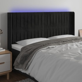 Cabecero con LED de terciopelo negro 163x16x118/128 cm de vidaXL, Cabeceros y pies de cama - Ref: Foro24-3124342, Precio: 140...