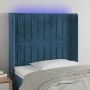 Dark blue velvet LED headboard 103x16x118/128 cm by vidaXL, Headboards and footboards - Ref: Foro24-3124332, Price: 85,16 €, ...