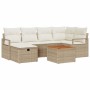 Conjunto de sofá de jardín con cojín 7 pcs Beige Poliratán en Sofás de exterior | Comprar online en Foru.es