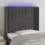Dark gray velvet headboard with LED 83x16x118/128 cm by vidaXL, Headboards and footboards - Ref: Foro24-3124317, Price: 79,06...