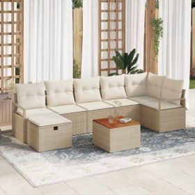 Conjunto de sofás de jardín 8 pcs Beige ratán sintético en Sofás de exterior | Comprar online en Foru.es