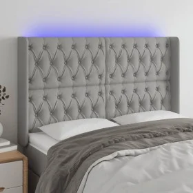 Hellgraues Stoffkopfteil mit LED 147x16x118/128 cm von vidaXL, Kopf- und Fußteile - Ref: Foro24-3124382, Preis: 130,86 €, Rab...